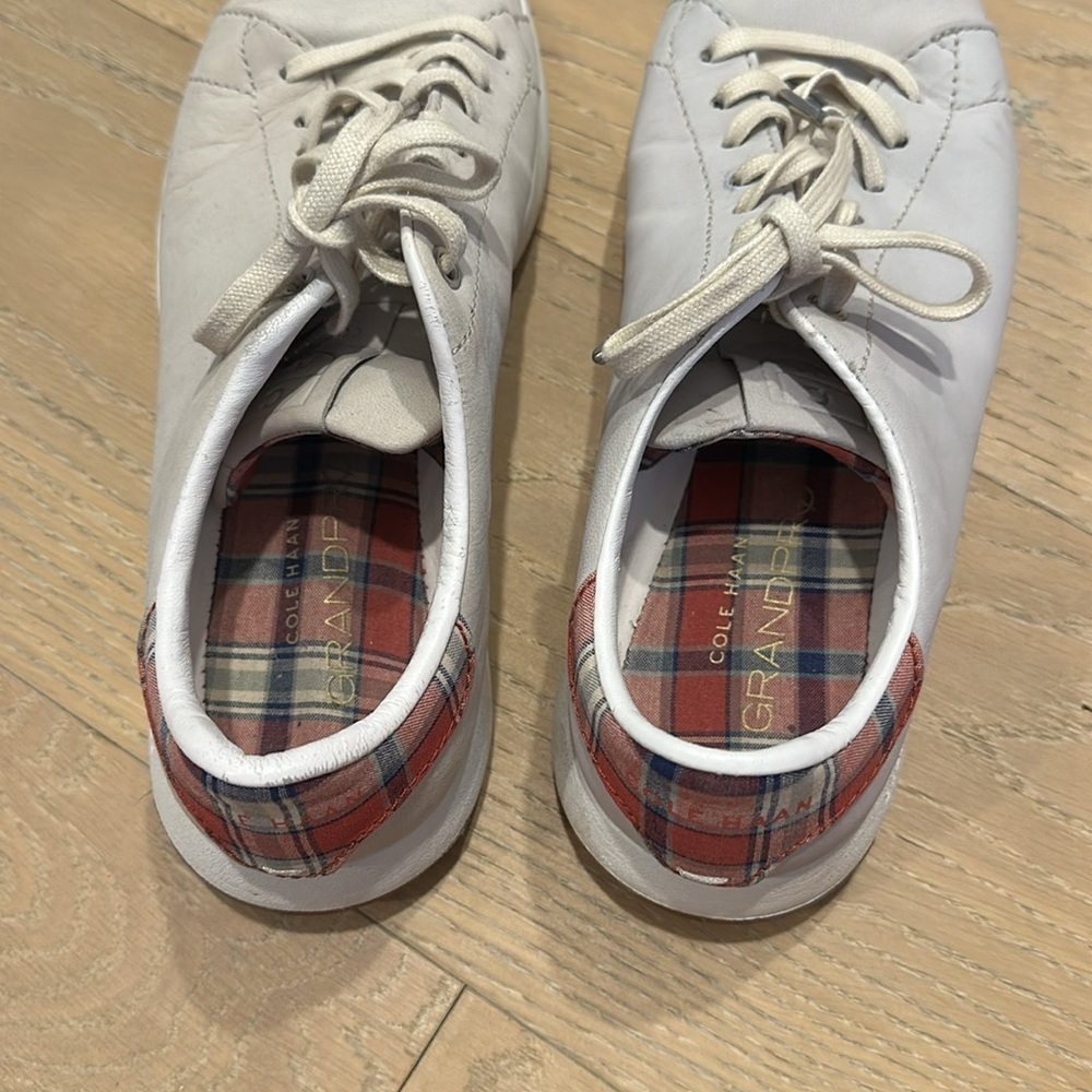 Cole Haan Tennis Fashion Sneaker Leather Plaid Lace Up Mens 8.5 Grandpro Gray - Picture 6 of 11